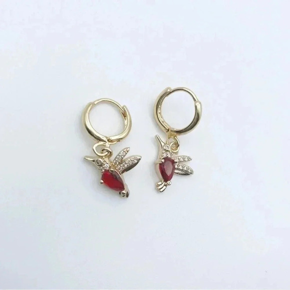 Bird Huggie Hoops Earrings - Picture 2 of 3